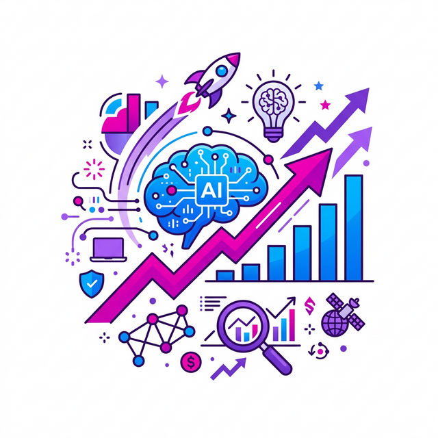 Digital Marketing & AI Growth Vector Illustration